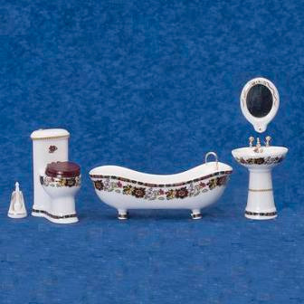 5Piece Bathroom Jeepers Dollhouse Miniatures