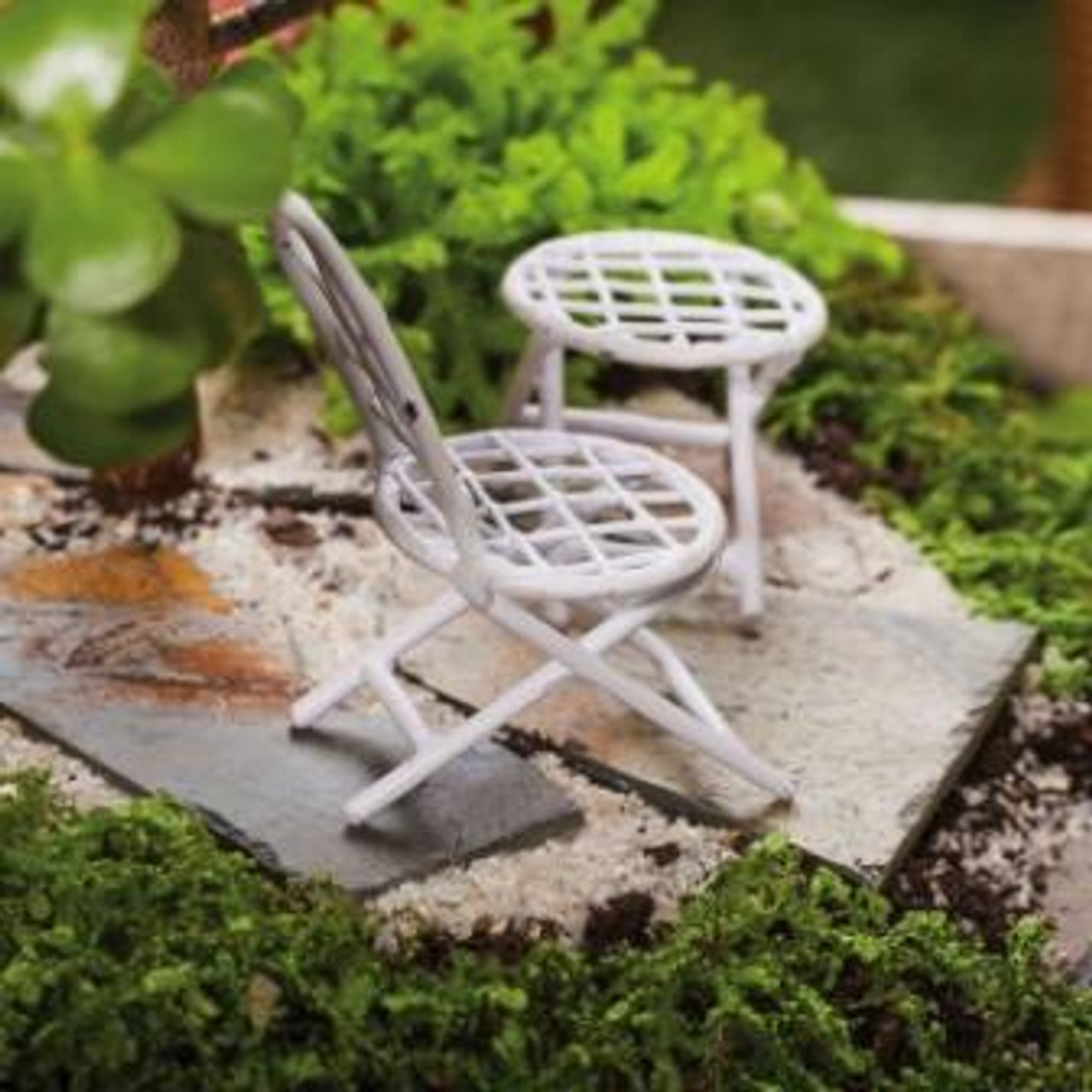 White Twig (or wicker look) Fairy Garden Table & Chair