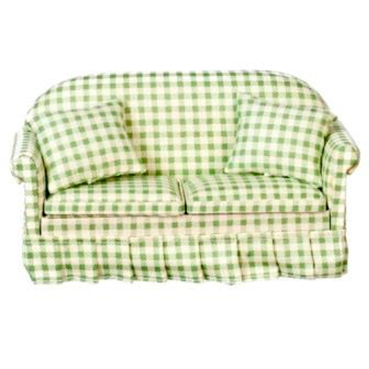 CLA10777 - Dollhouse Miniature Check Sofa w/Pillows