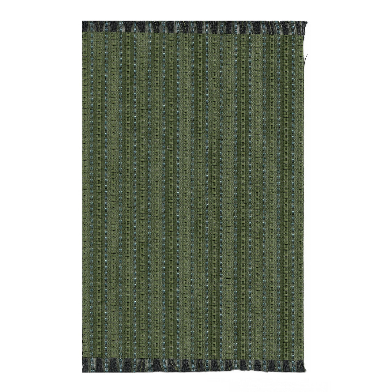 Olive green and blue area rug in 1:12) scale