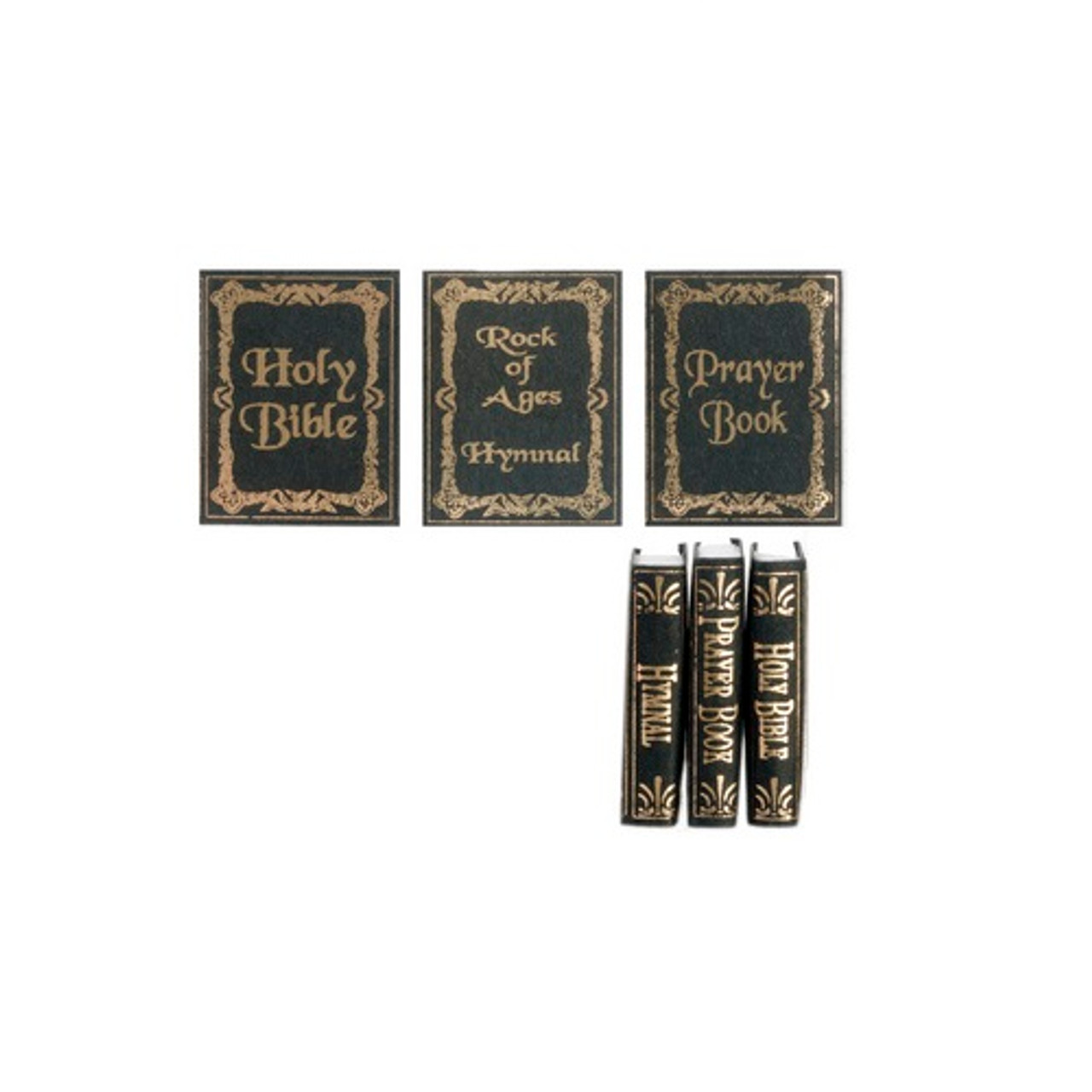 Set of three dollhouse miniature religious books