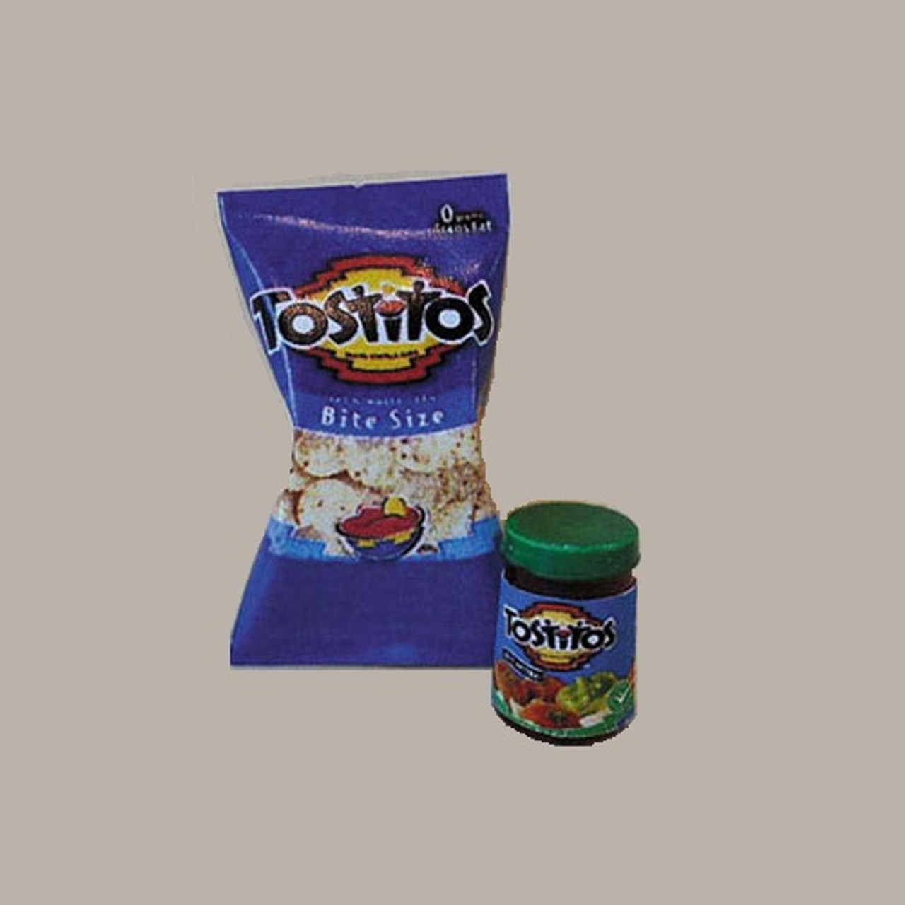 Dollhouse miniature Tostitos Chips Bag with Jar Of Salsa