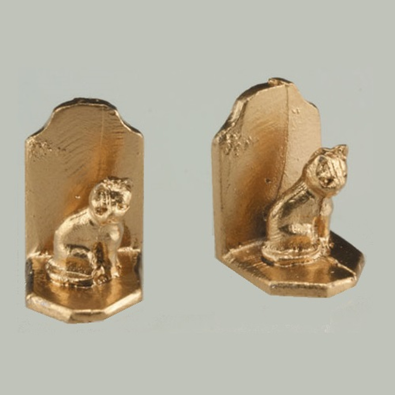 Dollhouse Miniature Bookends, Cat, Gold Color