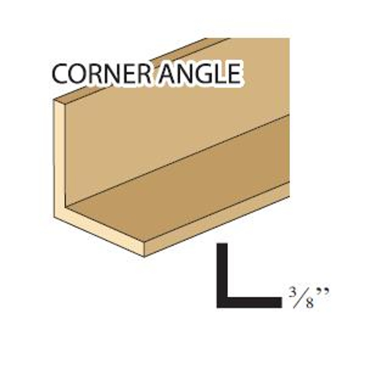 Illustrated image of 3/8" corner angle wood trim