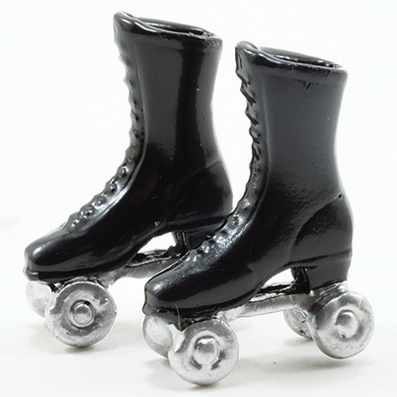 1" Scale Dollhouse Miniature Black Roller Skates (MUL721B)