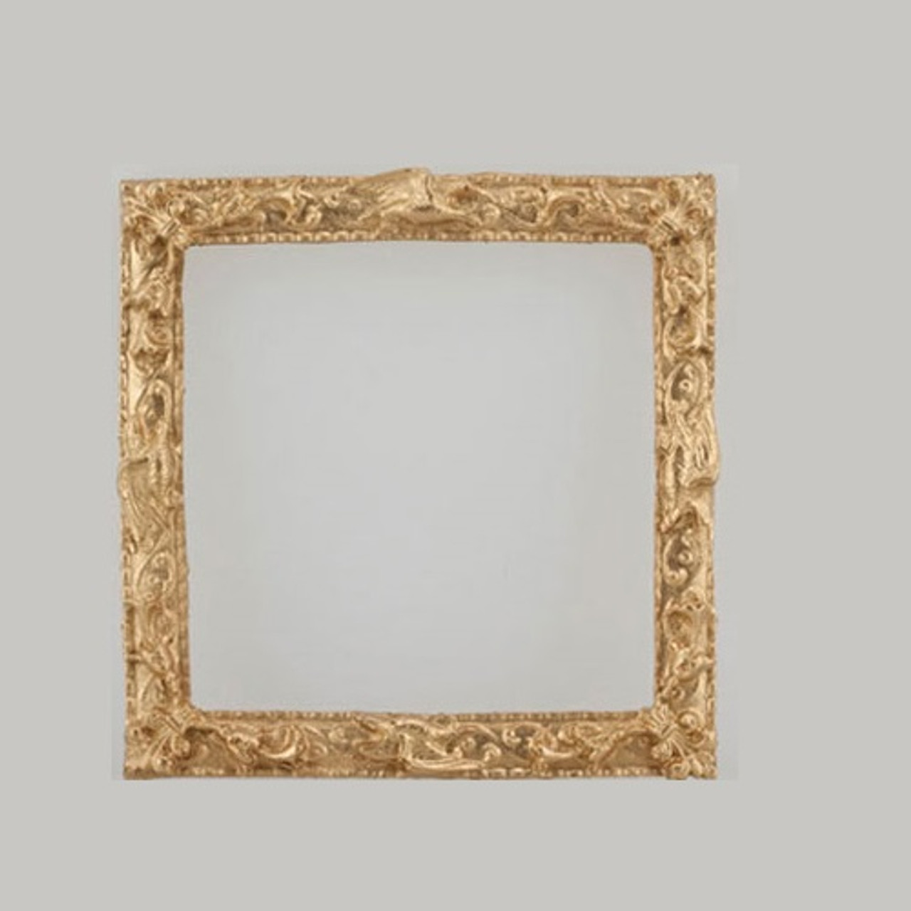 Square, ornate, gold-tone dollhouse miniature picture frame (UMP39)