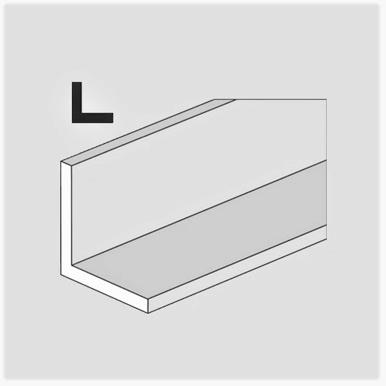 Illustration of 1/8" White Styrene Angle Strip (MBS90504)