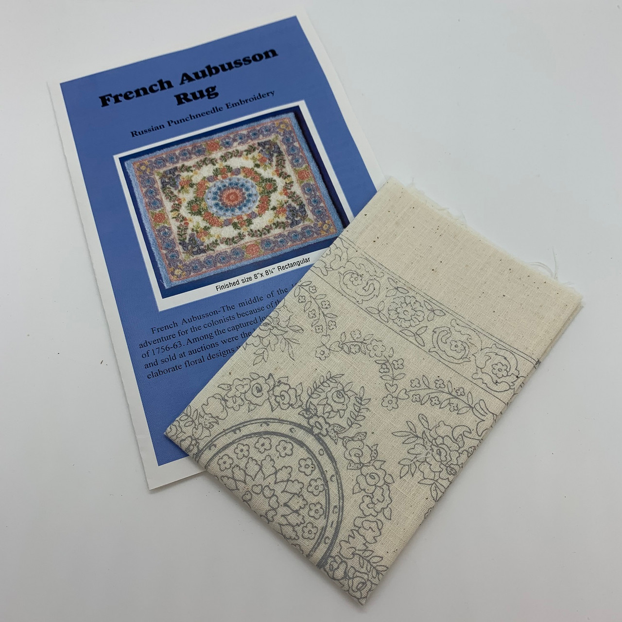 French Aubusson Rug (BNAMR6-F); instructions and silk-screen fabric shown flat