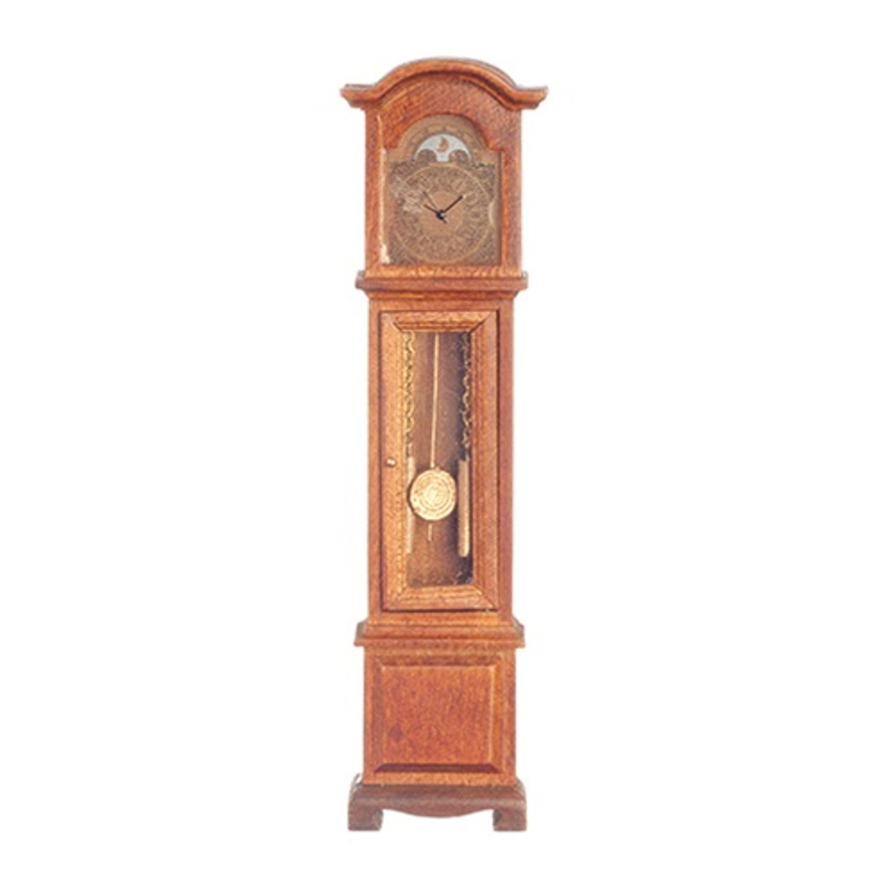 Working Dollhouse Miniature Grandfather Clock, Walnut (AZT6960)