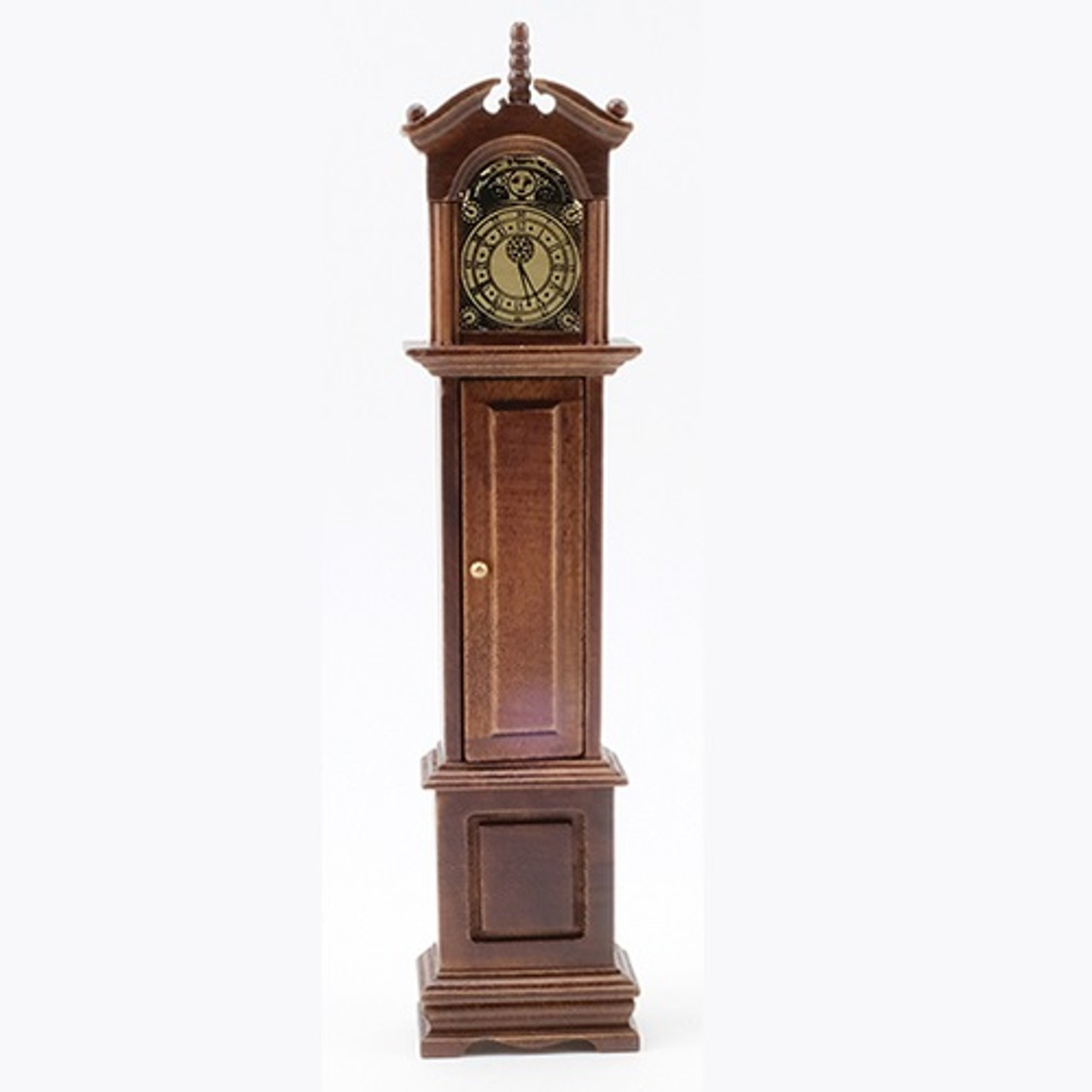 Dollhouse Miniature Grandfather Clock, Walnut (CLA10513); front panel closed