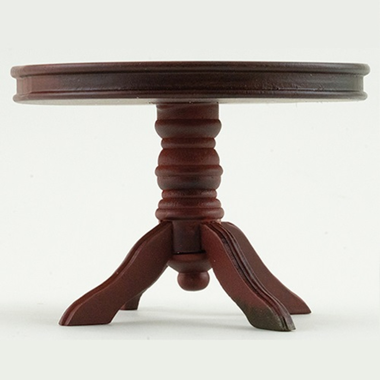 Round Pedestal Table, Mahogany (CLA10546) Dollhouse Miniature; view from side