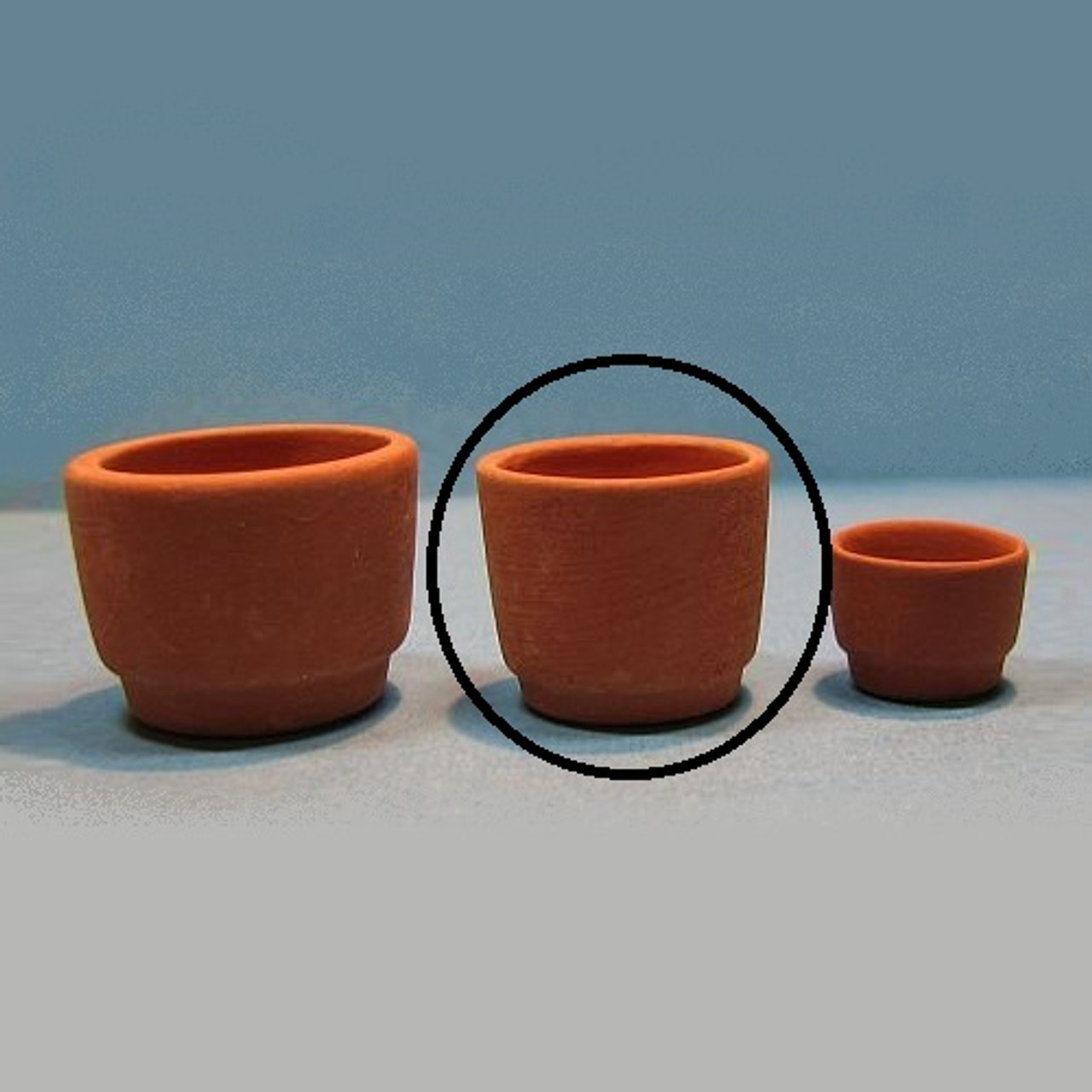 Group of Cylindrical Terracotta Flower Pots with (DFI-CTPM) shown circled