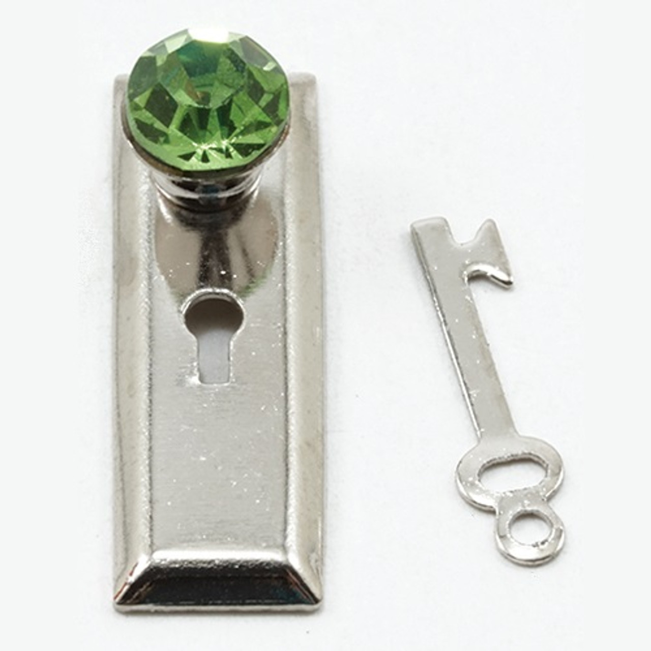Green Crystal Classic Knob w/Key, Satin Nickel Finish (CLA05652)