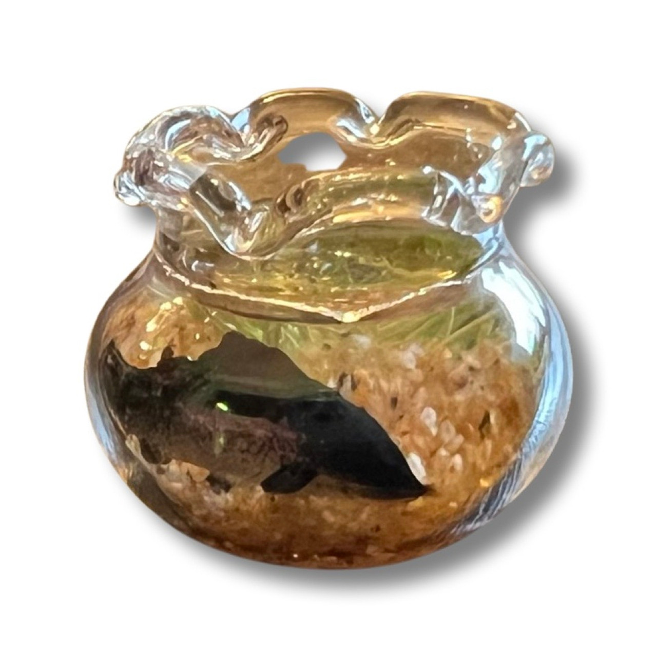 UFN0001 - Glass Bowl w/Goldfish (Black)