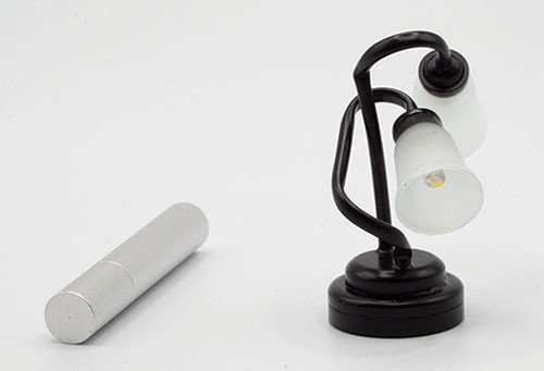 LED Battery Dual Shade Black Desk Lamp (MH51035BK) with wand