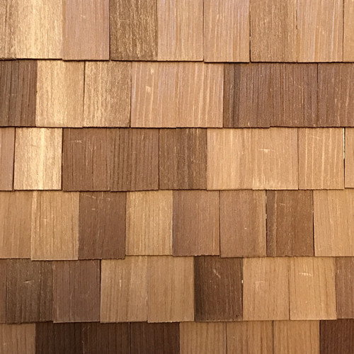 Photograph of a small area with AL50 series shingles (rectangular cedar).