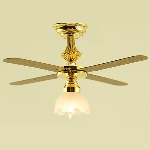 Dollhouse Miniature Deluxe Ceiling Fan (MH719); shown lit