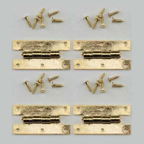 Image of miniature brass H hinges with nails/brads