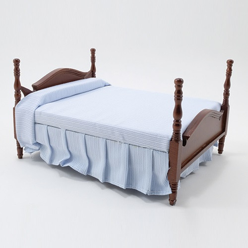 Dollhouse Miniature Walnut Double Bed (CLA10087)