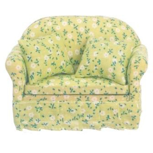 Dollhouse Miniature Green Floral Sofa (CLA10826)