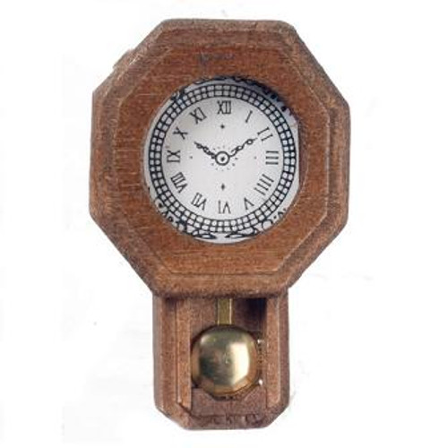 One-inch (1:12) Scale Dollhouse Miniature Walnut Railroad Clock (IM65420)