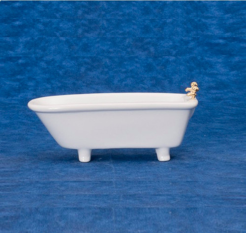 Dollhouse Miniature White Ceramic Tub on Legs (AZD6405TB)