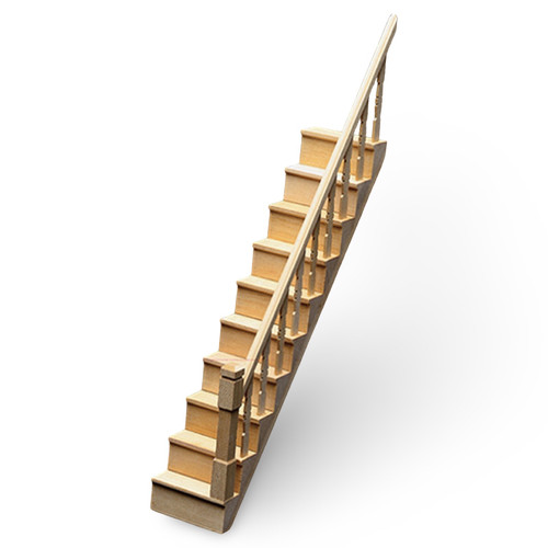 Dollhouse miniature narrow straight staircase kit (HW7100) on white background Dollhouse miniature narrow straight staircase kit (HW7100) on white background