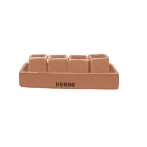 Image of miniature terracotta herb patio planter