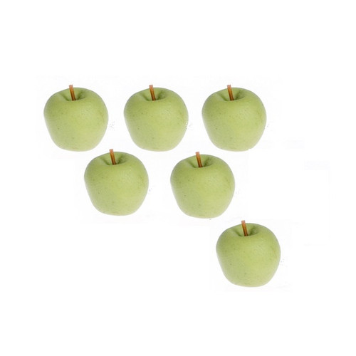 Six miniature green apples