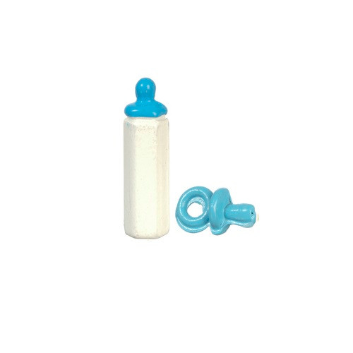 Dollhouse miniature bottle and pacifier (blue)