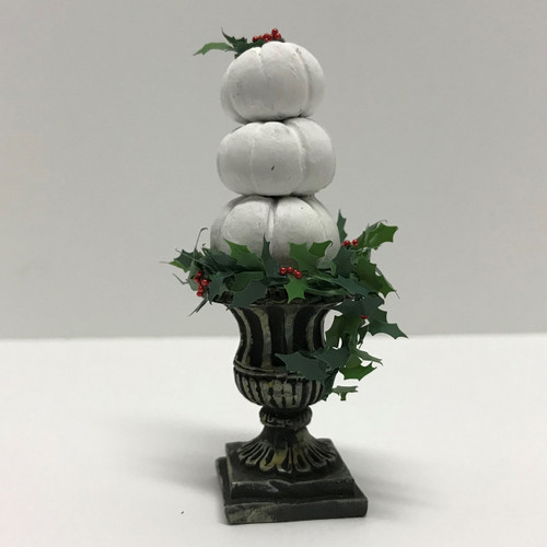 Stacked White Pumpkin Topiary