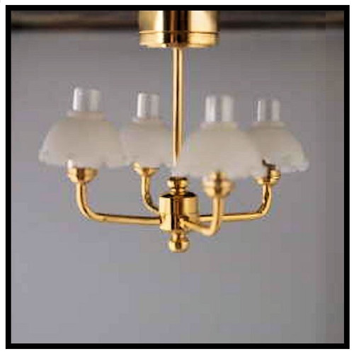 SUTC5S - Four-Arm, Brass Battery-Operated, Dollhouse Chandelier (LED)