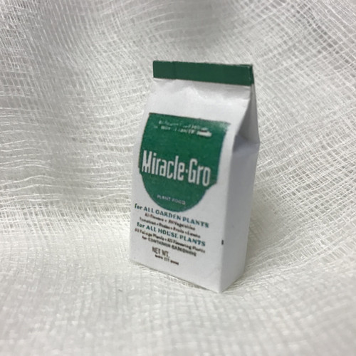 One-inch scale replica Miracle-Gro bag