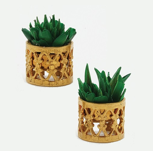 CB073 - Small Filigree Planters (pair) in dollhouse miniature