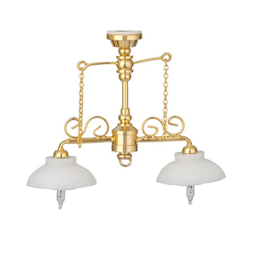 Ornate 2-Arm Ornate Chandelier White Shades (HW2551)