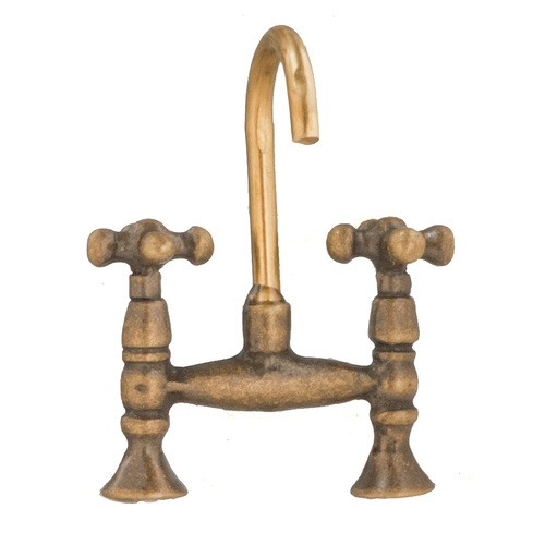 One-inch (1:12) Scale Dollhouse Miniature Old Fashion Faucet Set, Antique Brass (AZS1206)