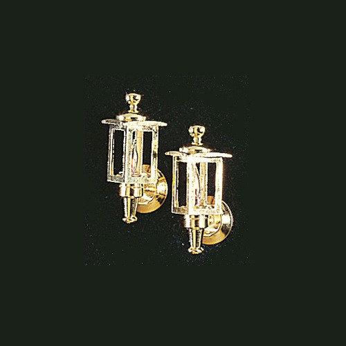 Dollhouse Miniature Brass Colonial Coach Lamp Pair (CK4151)