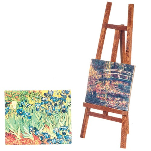 Easel with 2 Canvas Paintings (AZG7924)