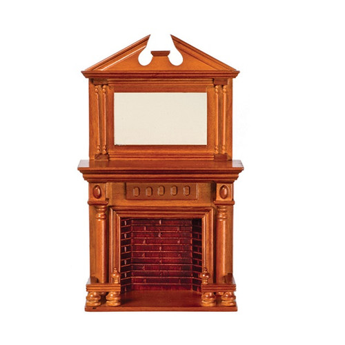 Fireplace with Mirror, Walnut (AZD0525)