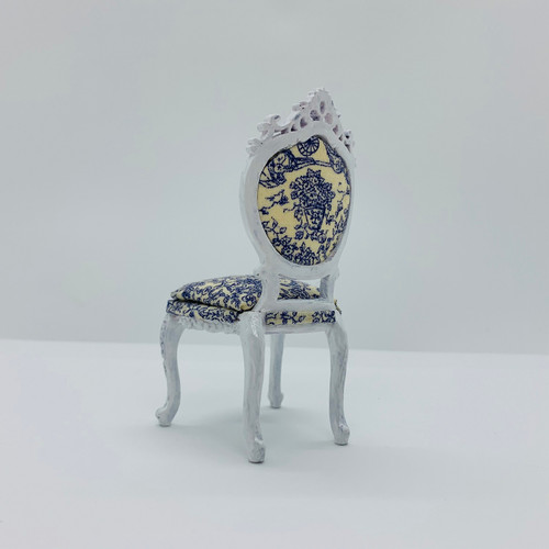 Dollhouse Miniature White Queen Anne Side Chair (AZP3467W); back view