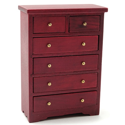 Dollhouse Miniature Chest of Drawers, Mahogany (CLA10983)