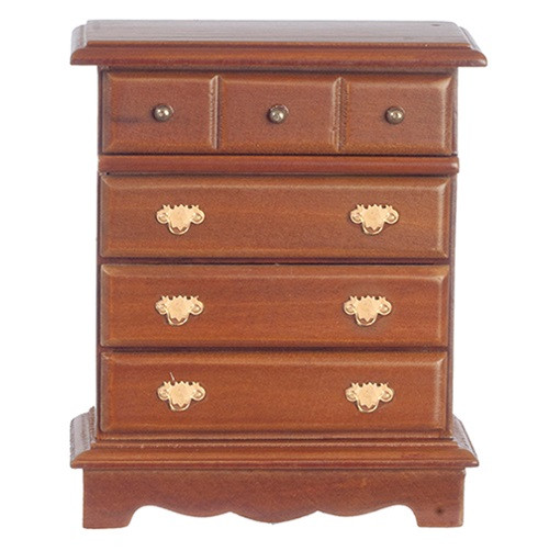 Dollhouse Miniature Chest Of Drawers, Walnut (AZT6842)