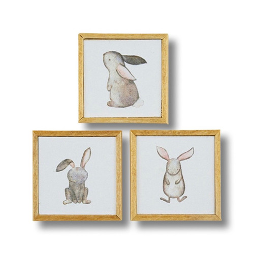 Dollhouse miniature Bunny Picture Set, 3 Pieces (KCMKF27)