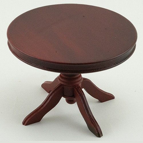 Round Pedestal Table, Mahogany (CLA10546) Dollhouse Miniature; view from top
