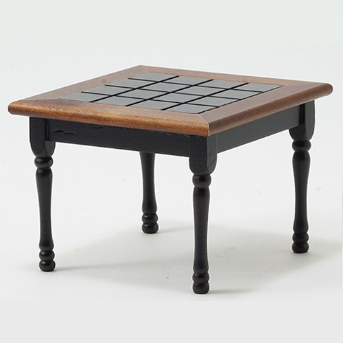 Square Kitchen Table, Black with Walnut Trim (CLA10103)