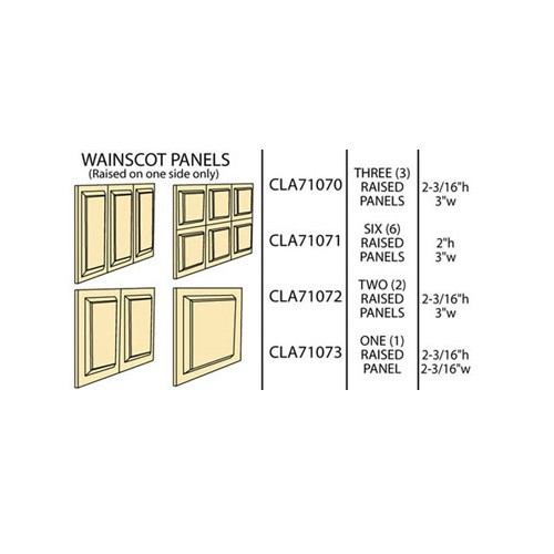 Illustration of four different wainscot panels available from Classics