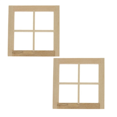 Pair of four-light dollhouse miniature windows