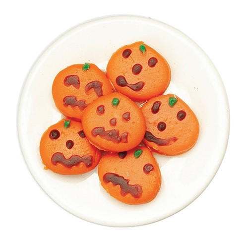 Halloween Pumpkin Cookies on Plate (AZB0504)