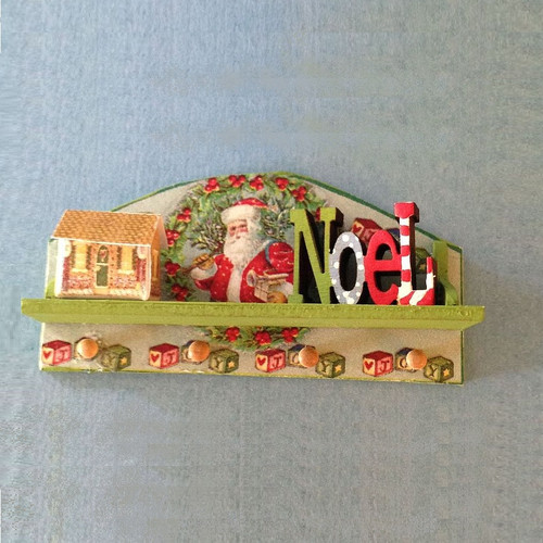 One-inch (1:12) Scale Dollhouse Miniature Christmas Peg Shelf Kit (Includes Noel Sign)