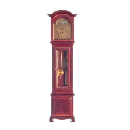 AZD0430 Working Grandfather Clock, Mahogany Jeepers Dollhouse